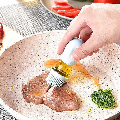 Creative silicone brush head oil bottle in vibrant colors for precise kitchen oil application