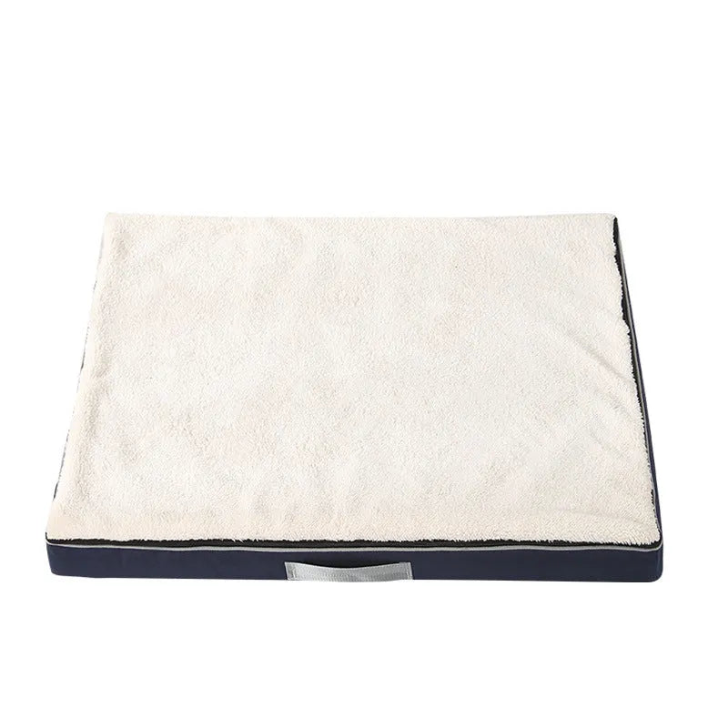 Removable and washable memory sponge dog mat in brown colour, showing 10cm thickness and size options for pet comfort