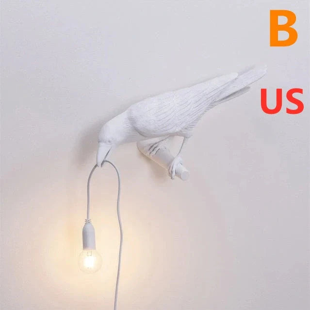 Elegant Resin Bird Wall Lamp illuminating a cozy room with its unique design