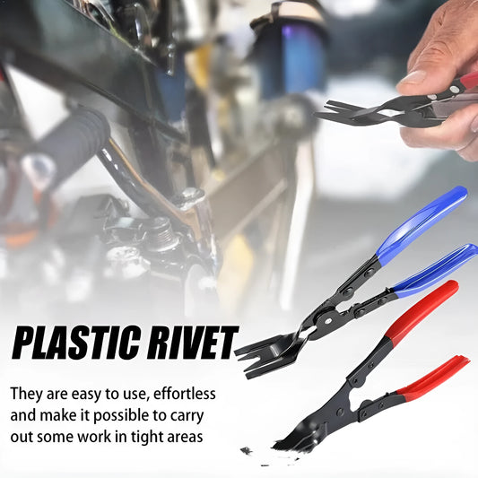 Blue steel car clamp removal pliers with 235mm length for door panel and interior bracket disassembly