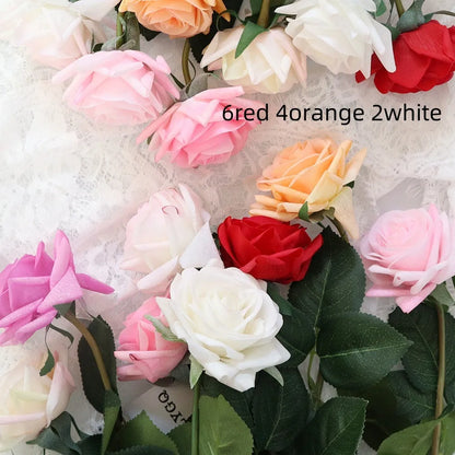 Artificial silk touch rose with fabric petals, approximately 42cm long, in a selection of colours