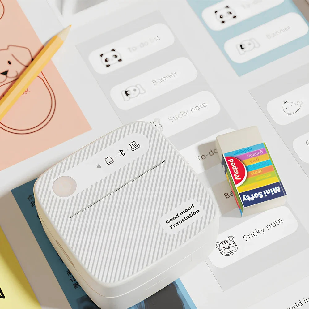 Portable mini label printer with Bluetooth connectivity and thermal printing technology