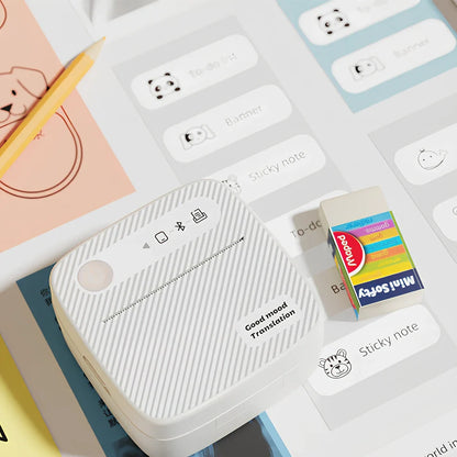 Portable mini label printer with Bluetooth connectivity and thermal printing technology