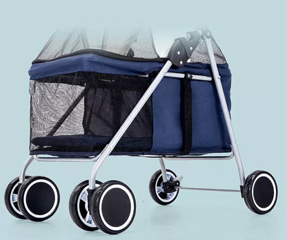 Lightweight folding pet stroller for cats, dogs, and rabbits in multiple colors