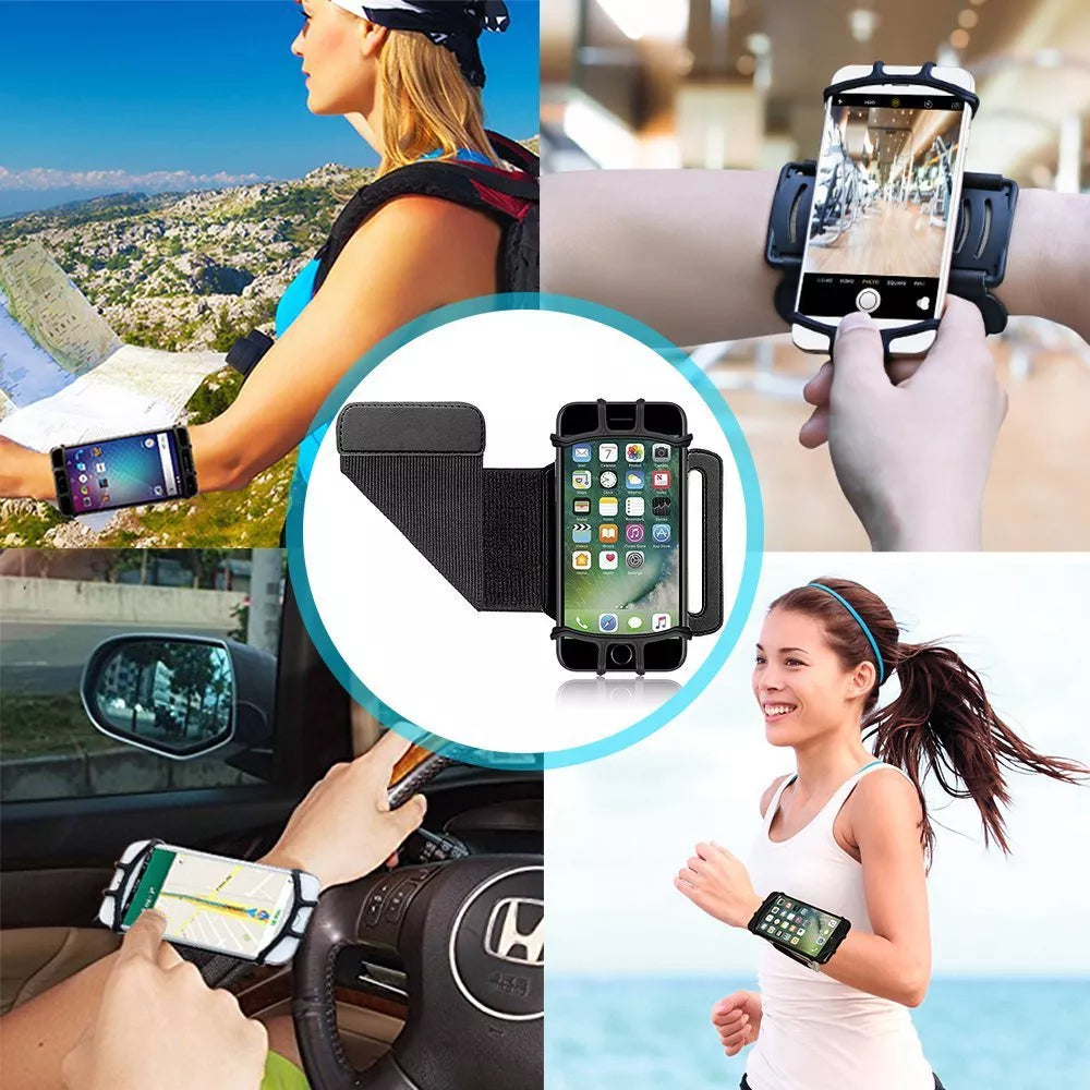 Detachable mobile phone holder with 360-degree rotation on arm