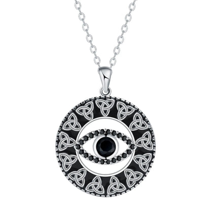 Copper Devil's Eye necklace with evil eye pendant on cross chain for women