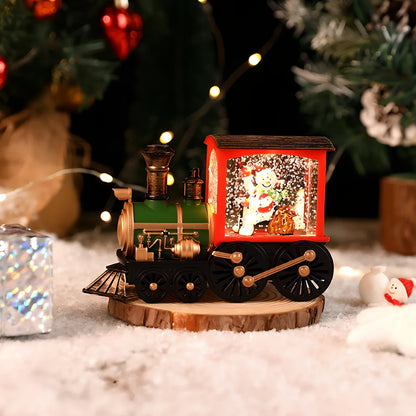 Christmas train night lamp with tree design measuring 13x5x8.8cm in painted or brushed gold finish