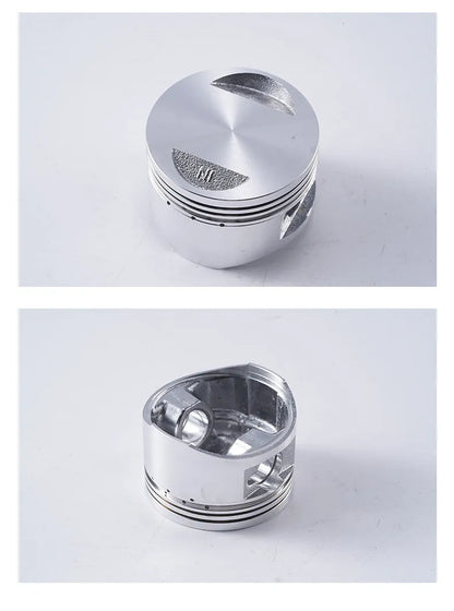 Aluminium alloy motorcycle engine piston kit with piston pin and combination ring for 57.4mm cylinders.