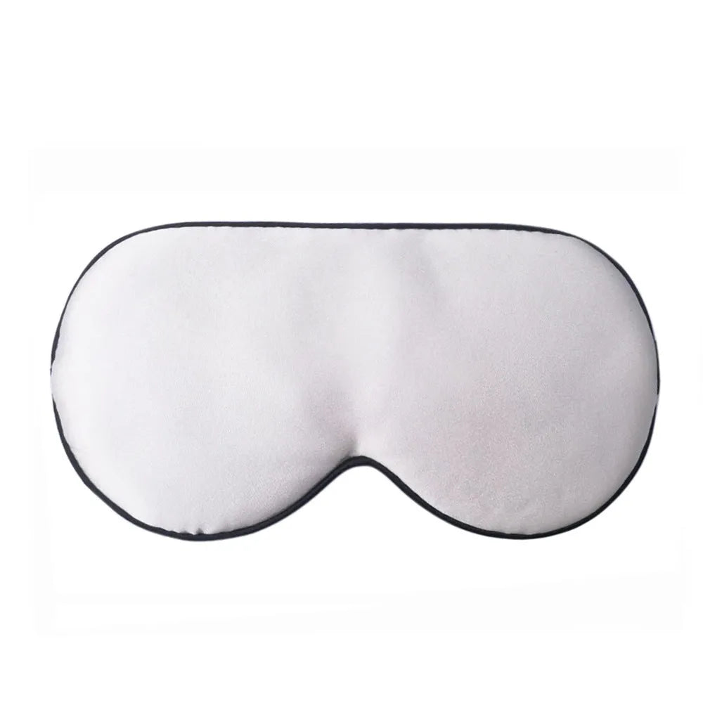 Double-sided mulberry silk eye mask showing 22cm by 11cm dimensions in navy blue colour