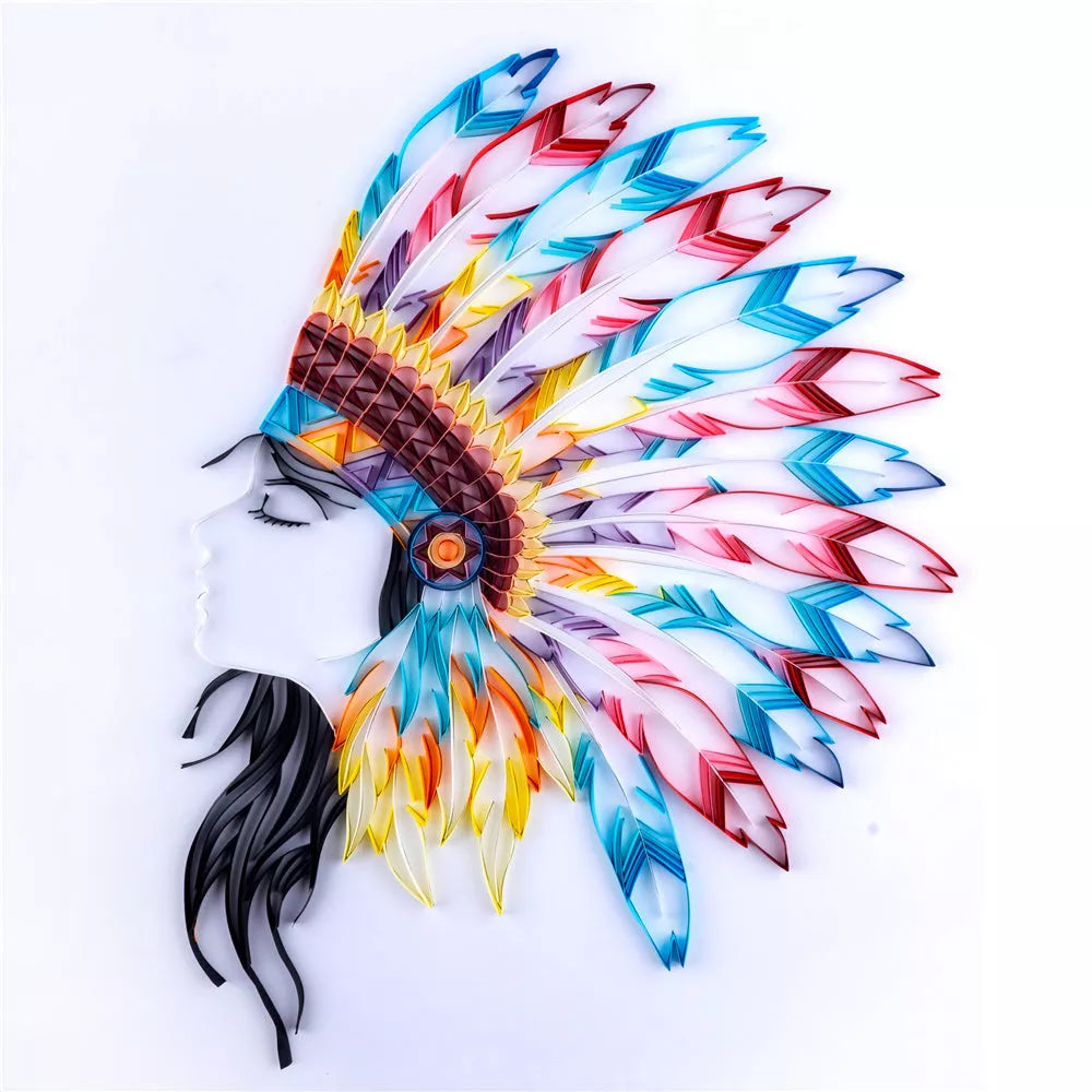 Handmade quilted paper painting craft kit with tools and materials for DIY decor