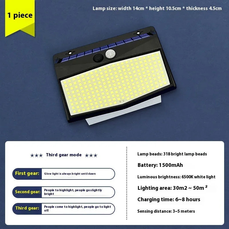 Solar garden lamp with motion sensor for outdoor pathway and entrance lighting