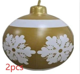 Vibrant, inflatable 60cm Christmas ball decorations in various patterns and colors for indoor and outdoor holiday display