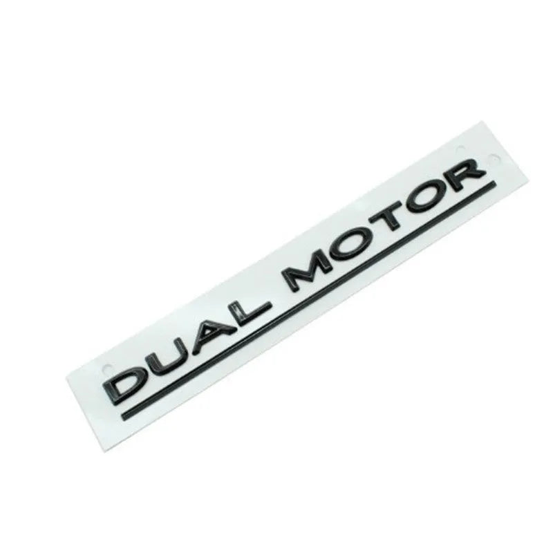 Model 3 car bumper sticker measuring 19cm by 3cm in ABS plastic with matte black and red stripe design