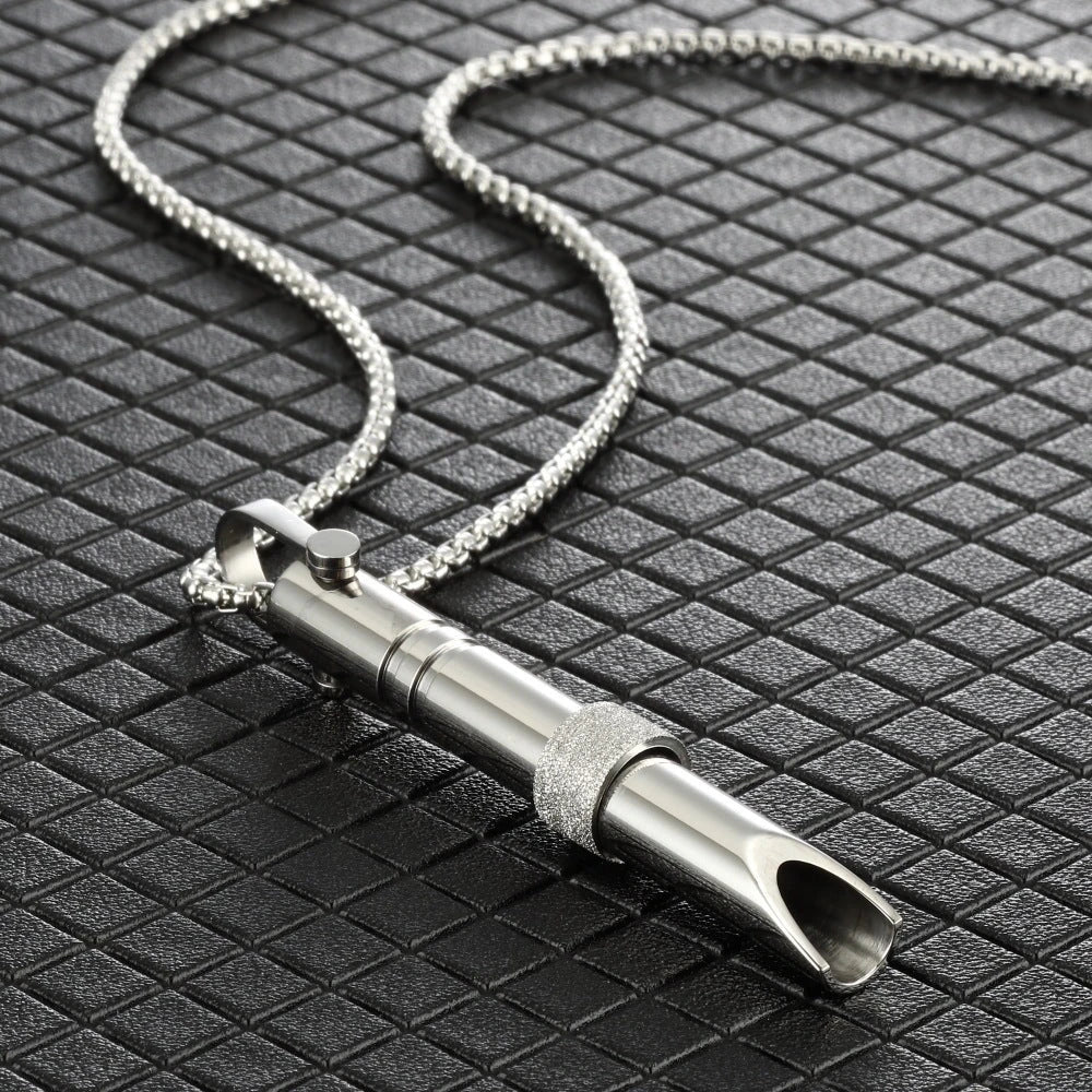 Premium Stainless Steel Meditation Necklace with Breathing Spinner and Braille Engraving for Anxiety and Stress Relief