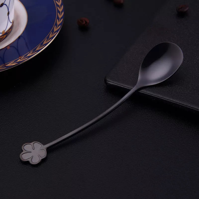 304 stainless steel gold plated dessert spoon with floral design