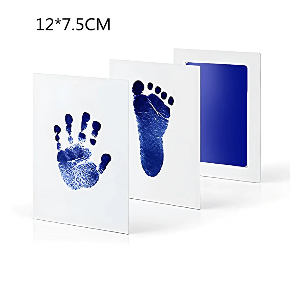 Disposable ink baby hand and foot print kit with six colour options and two size formats