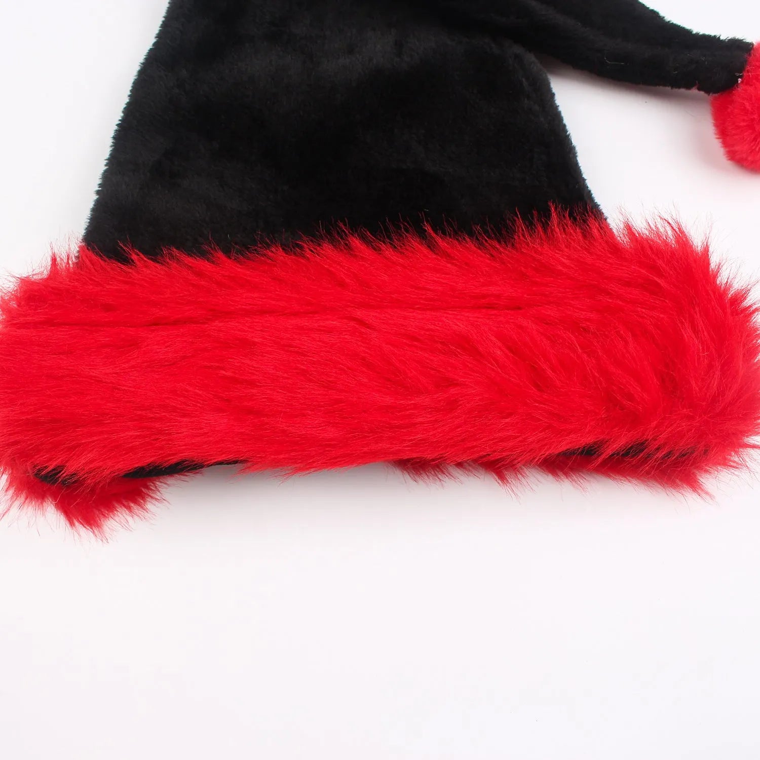 Christmas plush hat in white and black or red and black colour combinations
