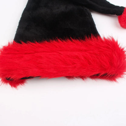 Christmas plush hat in white and black or red and black colour combinations