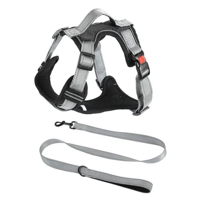 Polyester dog vest harness with hand-holding rope attachment in multiple colour options
