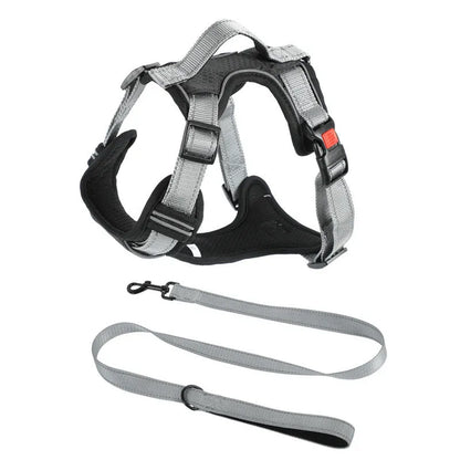 Polyester dog vest harness with hand-holding rope attachment in multiple colour options