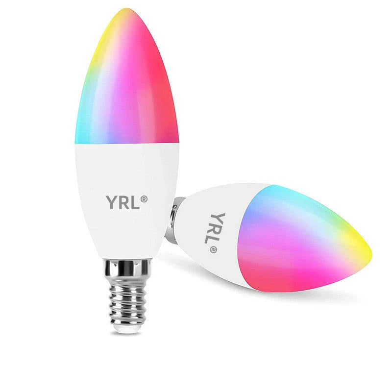 Smart WiFi RGBCW dimmable LED bulb with voice control for home lighting and decor