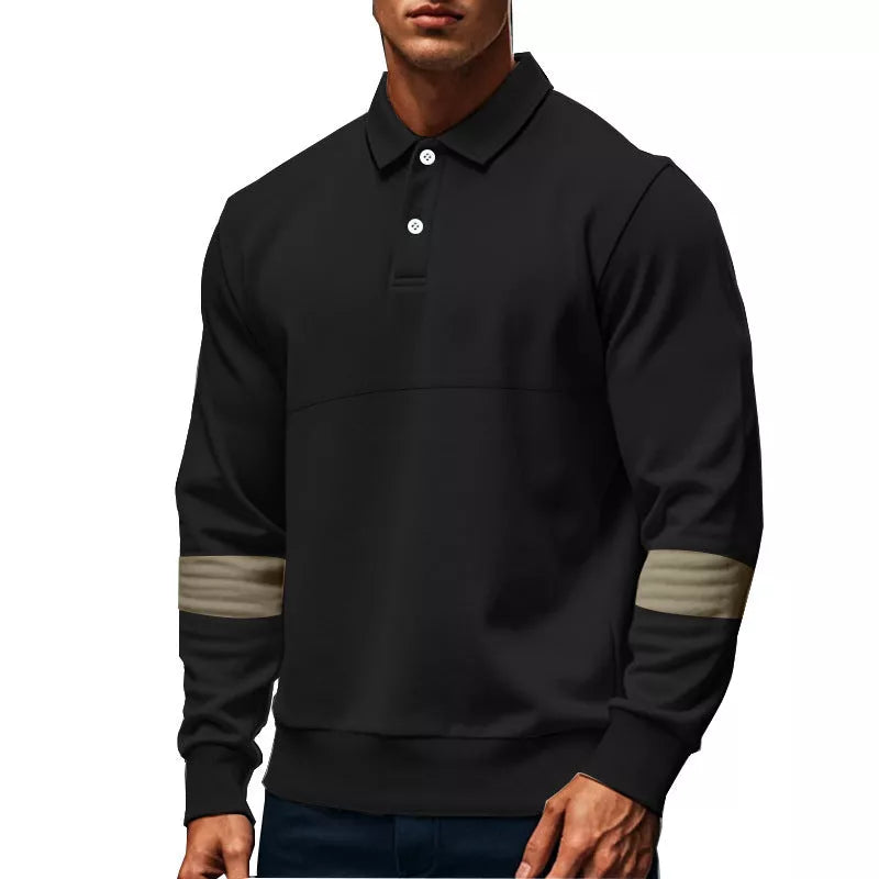 Men's long-sleeved lapel polo shirt in various colors for casual wear