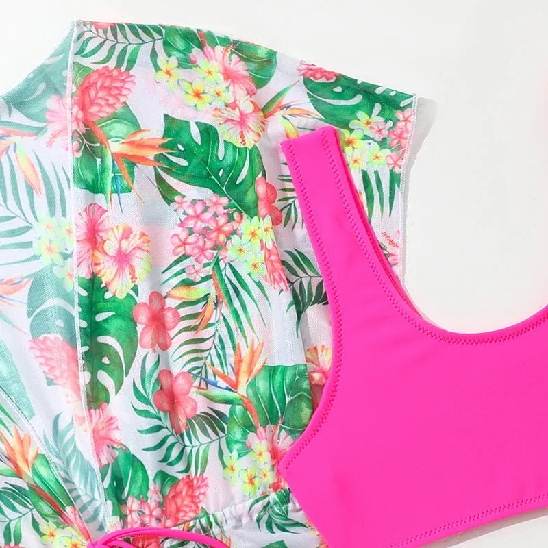 Girls' two-piece swimsuit with Korean floral patterns in picture colours, sizes 130cm to 160cm