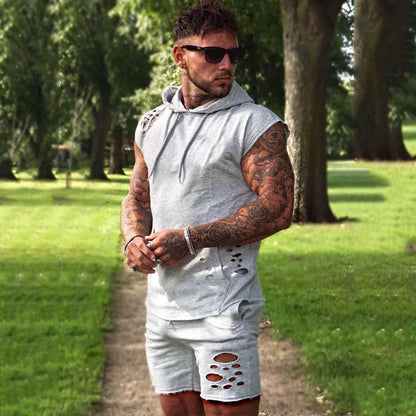 Men's cotton-blend running tights with V-neck design for enhanced performance