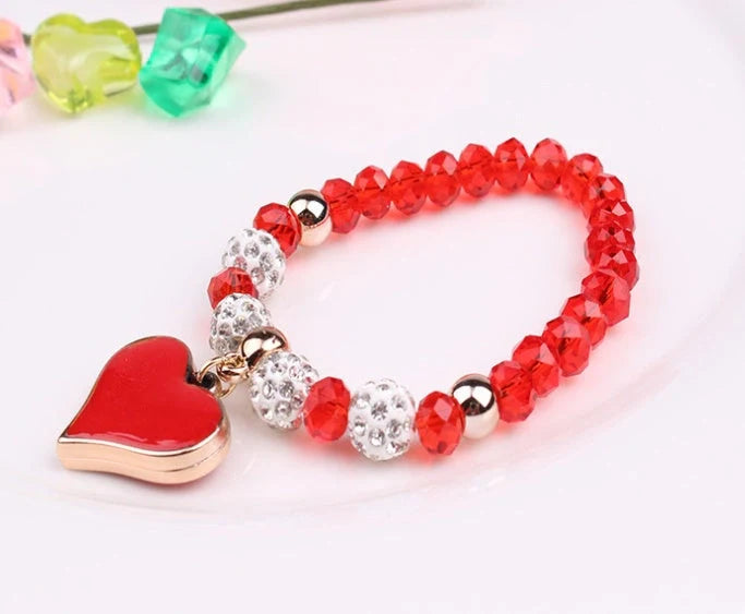 Stylish Elastic Crystal Heart Bracelet with adjustable elastic band and sparkling crystals