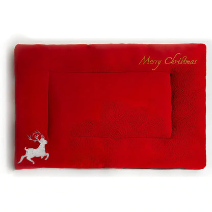 Red Christmas pet mat with super soft cloth material for dogs and cats in four sizes