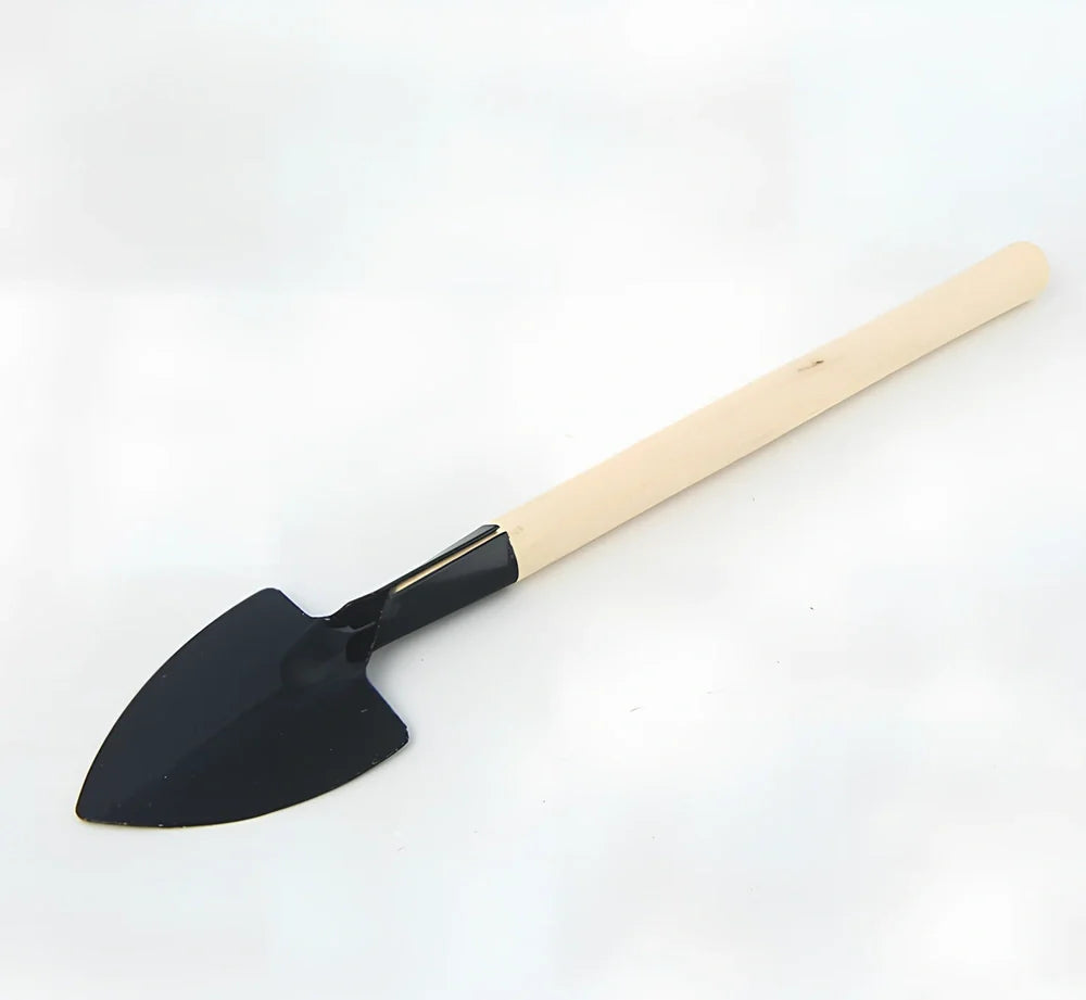 Three-piece gardening tool set showing trowel, hand fork, and weeder with carbon steel blades