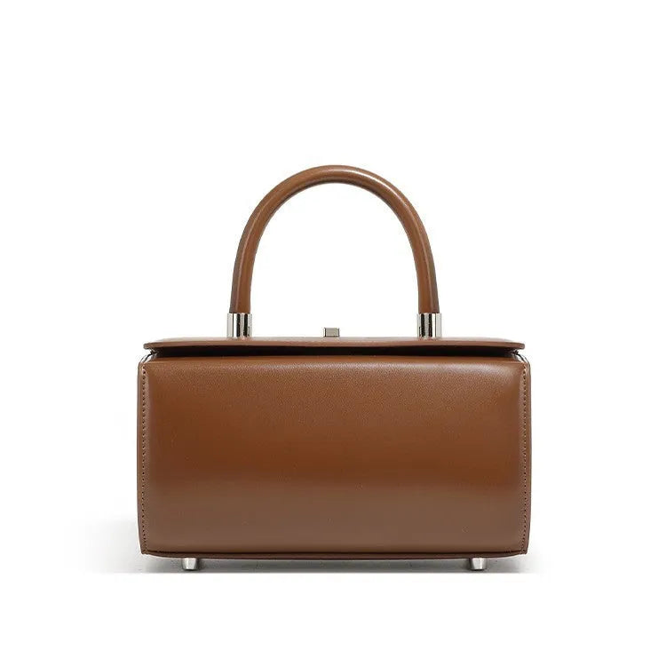 Genuine cowhide leather women's crossbody bag with clamshell opening and internal organisation compartments