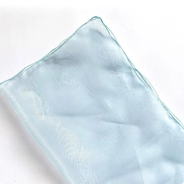 Silk floral wrapping fabric square with arabesque pattern in blue colour