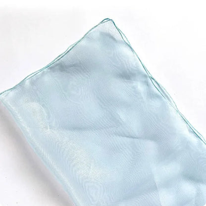 Silk floral wrapping fabric square with arabesque pattern in blue colour