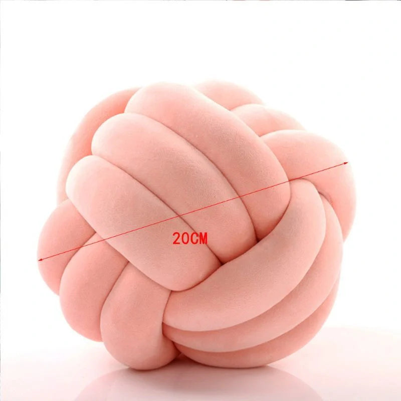 Knotted Plush Ball Design Round Throw Pillow in various colors and sizes