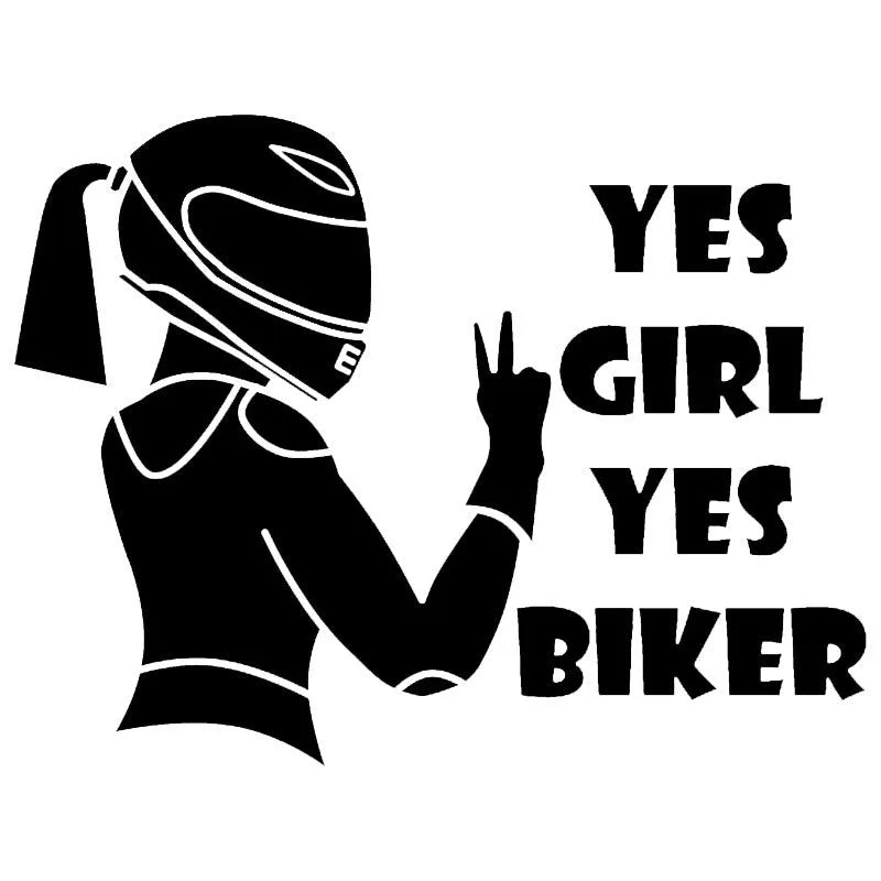 Cool Girl Rider character car decorative sticker in black, white, and laser colour options.