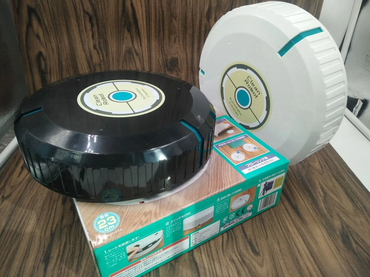 AC Sweeping Robot Household Automatic Sweeping Machine in black or pure white, 23x23cm size, 750g weight, for multi-floor cleaning.