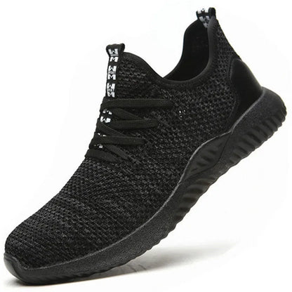 Steel toe cap safety shoes in black with EVA sole for shock absorption and anti-static features