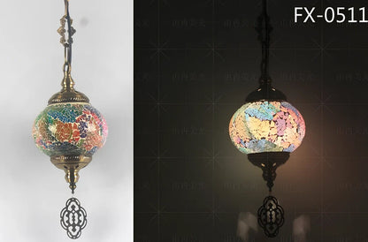 Turkish glass chandelier with 148mm shade and 1.2m adjustable cable on 10cm chassis