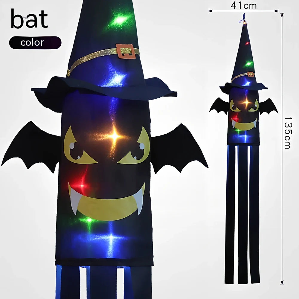 Halloween LED decorative lights showing bat, skull frame, and pumpkin designs on 1.55m strand