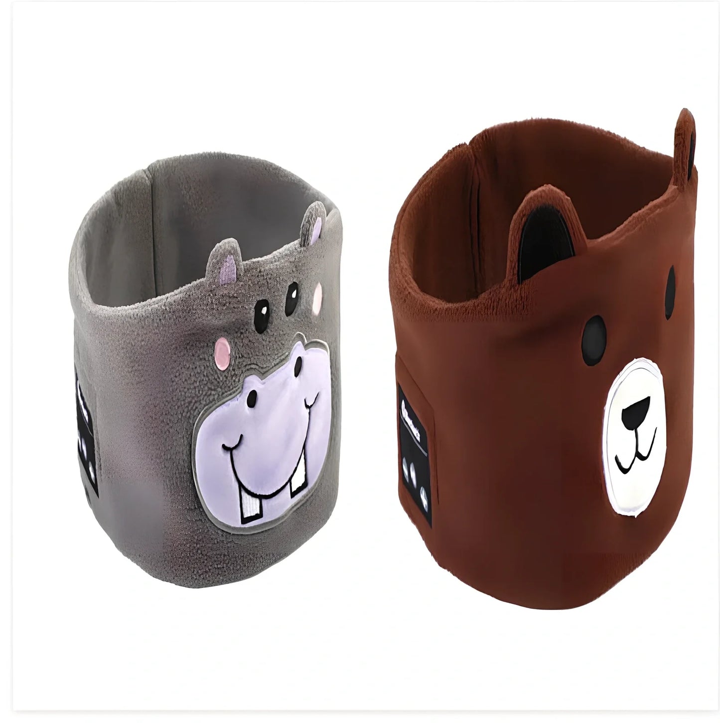 Bluetooth animal headband sleep mask with dinosaur hood showing integrated speakers and wireless design