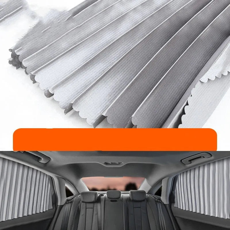 Auto retractable car sun curtain for windshield sunscreen protection in black colour