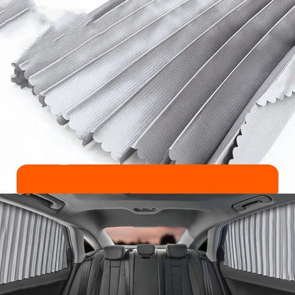 Auto retractable car sun curtain for windshield sunscreen protection in black colour