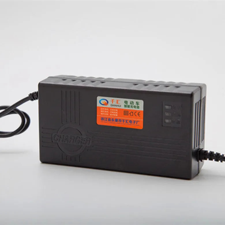 Black 72V20AH electric car charger with AU, EU, and US plug options shown, dimensions 165x87x63mm.