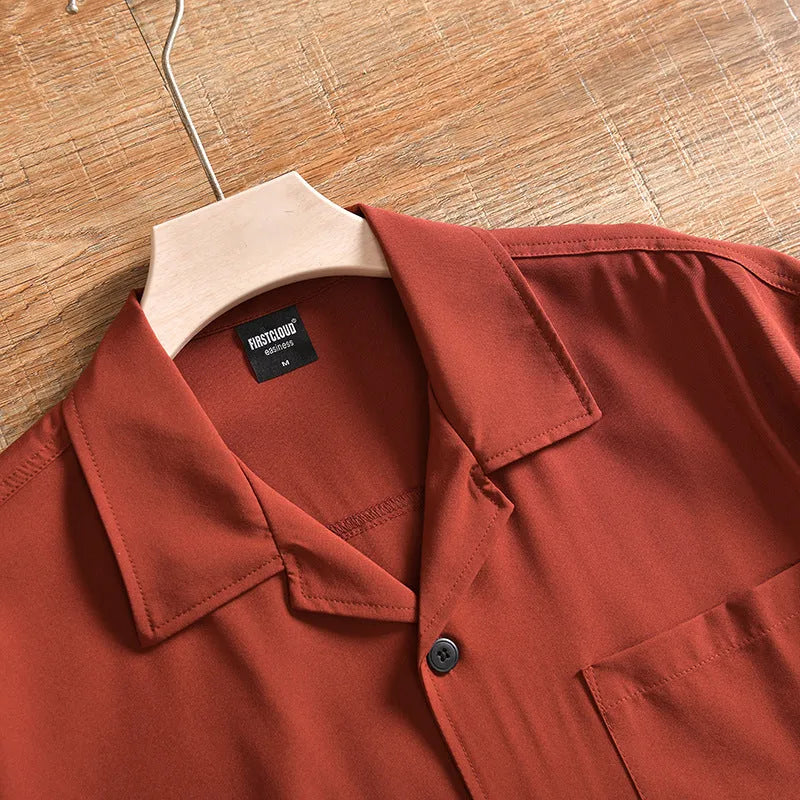 Men's lightweight pure cotton short sleeve shirt in loose Japanese style