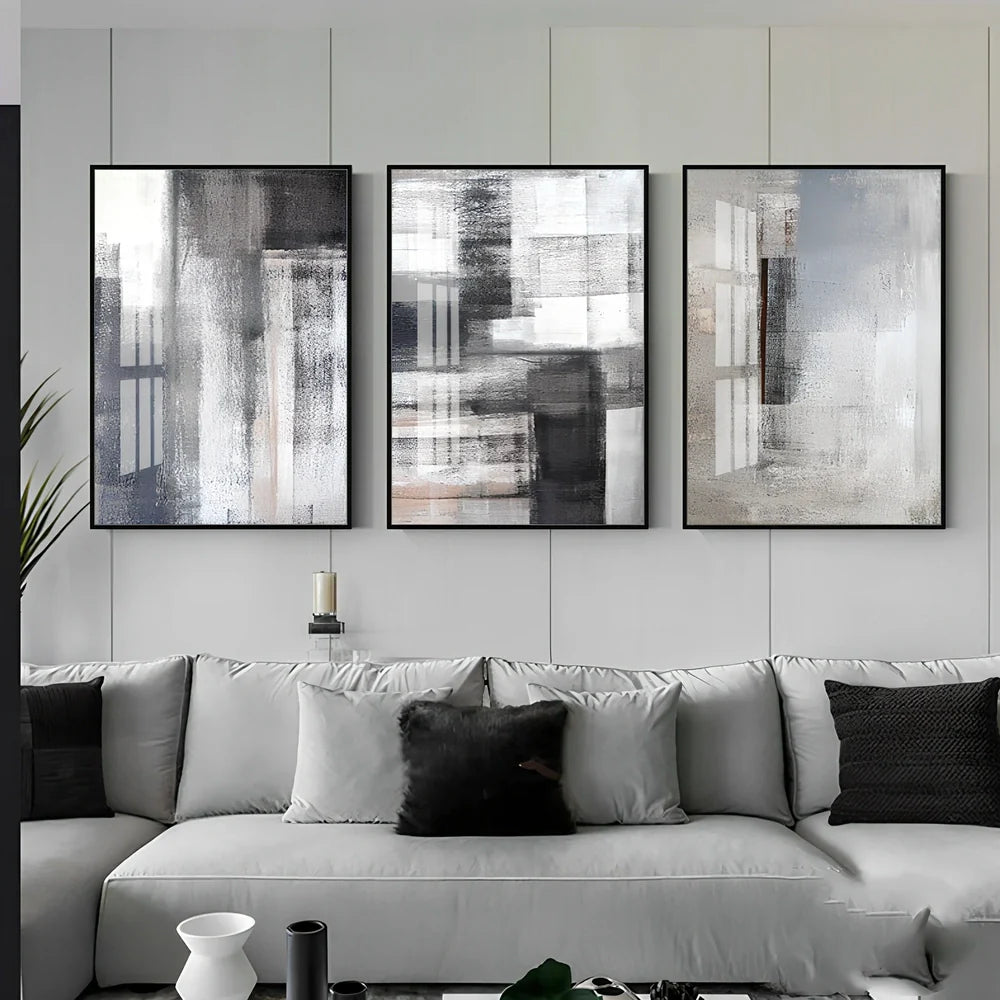 Frameless canvas living room painting in 40x60cm size, plane format with single frame, available in three colour styles