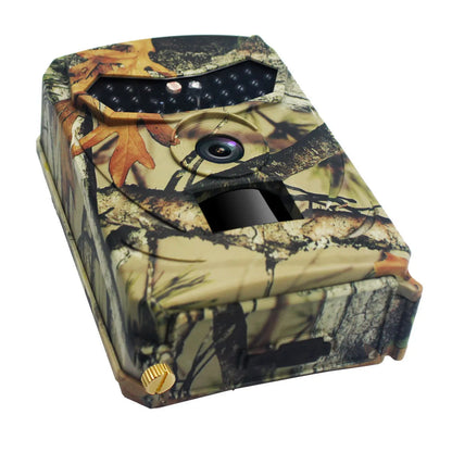 Yellow brown hunting game camera with infrared sensors and compact design for outdoor monitoring
