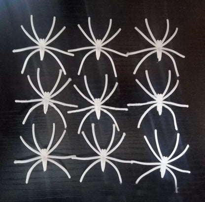 Realistic Halloween spider cotton web decoration with small spiders, available in multiple colors