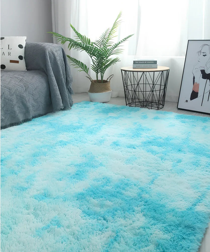 Nordic tie-dye gradient carpet with machine-woven polyester construction in multiple colour options