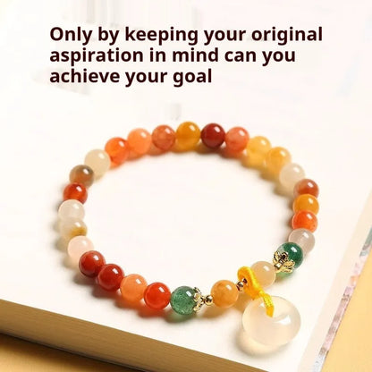 Natural Jinsi Jade and Red Agate bracelet with 6mm peace clasp beads and safety buckle clasp